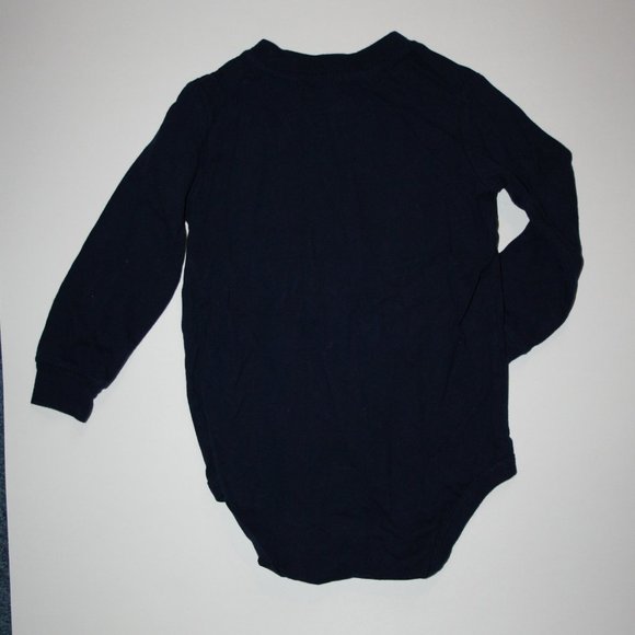 18-24M Boy Cotton Onesie Long Sleeve Navy Blue - Picture 6 of 7